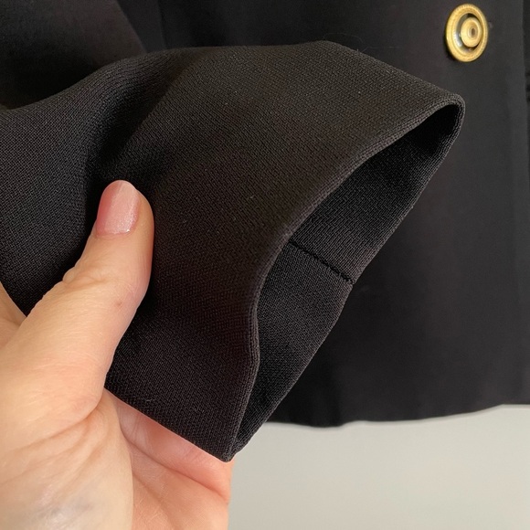 Talbots Vintage Black Crepe Double-Breasted Gold Button Blazer - Picture 7 of 13